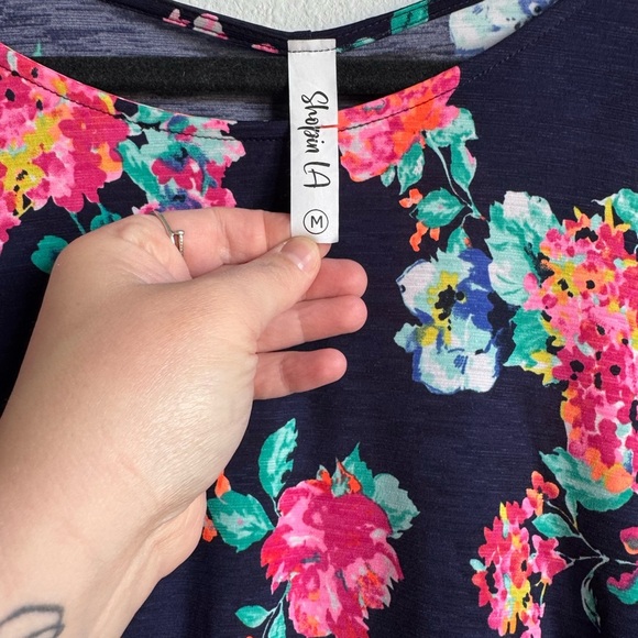 Floral Elegance Black Mini Dress - Picture 3 of 4